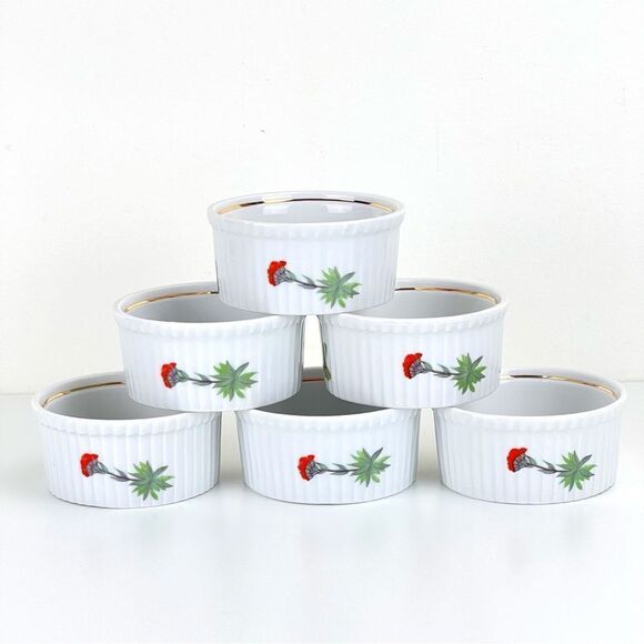 Louis Lourioux Le Faune Ramekin Mini Soufflé Dish Porcelain France Set of 6 - Picture 1 of 9